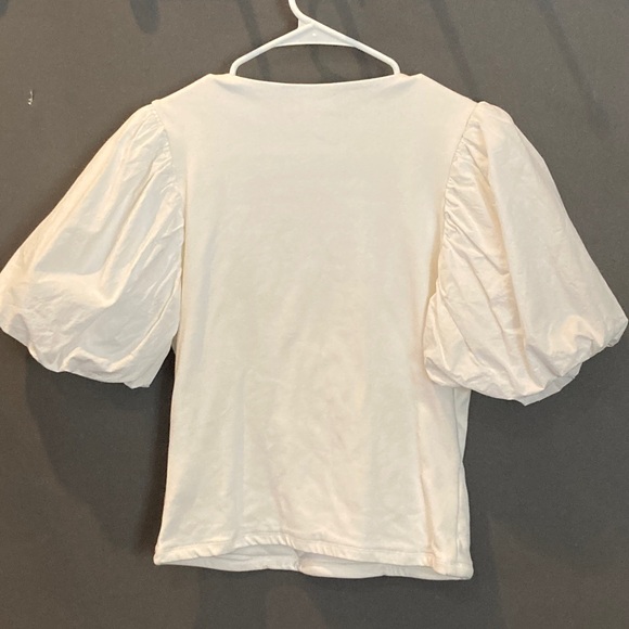 Anthropologie white puff sleeve wrap top great condition - Picture 4 of 6